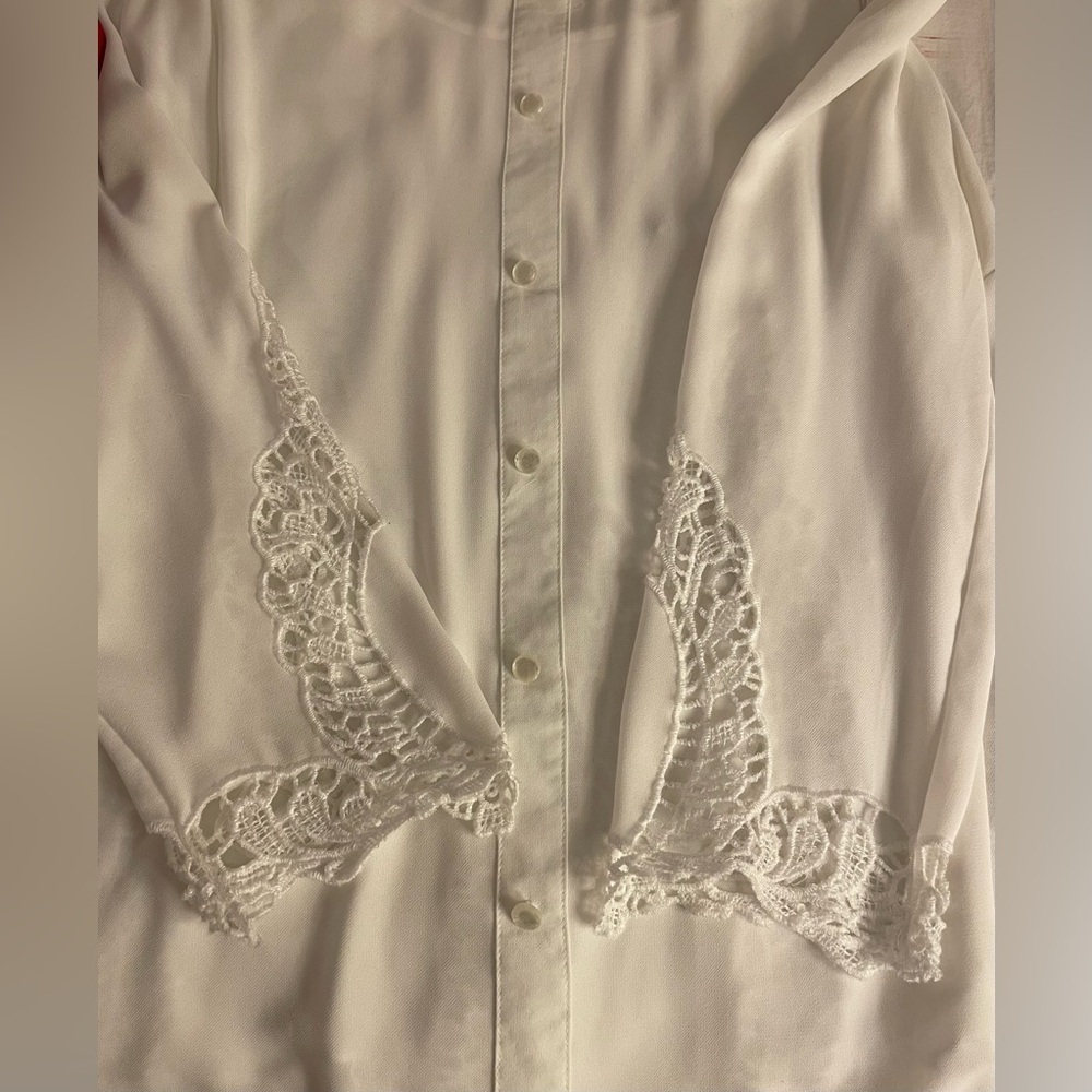 Charming Charlie Cream Embellished 3/4 Sleeve Blouse - Picture 5 of 5